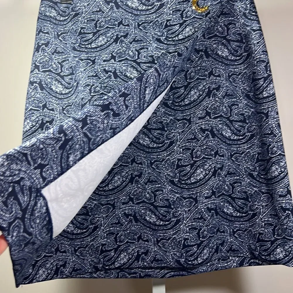 MICHAEL MICHAEL KORS Women’s Faux Wrap Paisley Print Skirt Blue/White Small